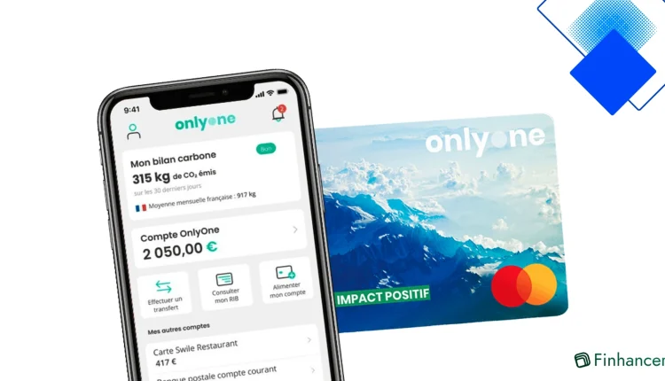 Carte bancaire en PVC recyclé par Only One, compte numérique et frais transparents